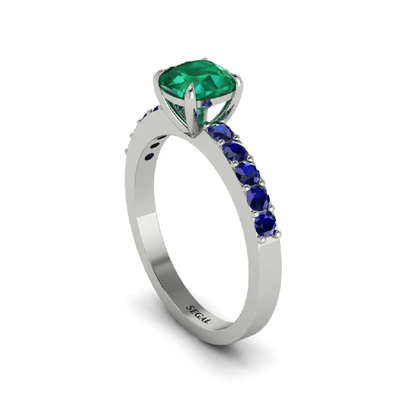 engagement-pearl-promise-ring-Cushion-Cut Emerald Classic Elegance Engagement Ring - Demi No. 66