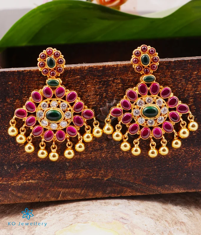 ladies-custom-rose-gold-earrings-The Advaya Silver Kempu Earrings