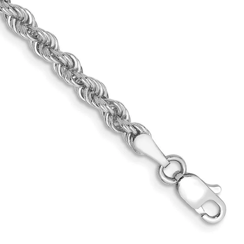 Ladies bracelets duo sets -14K White Gold 7 inch 3mm Regular Rope with Lobster Clasp Chain Bracelet