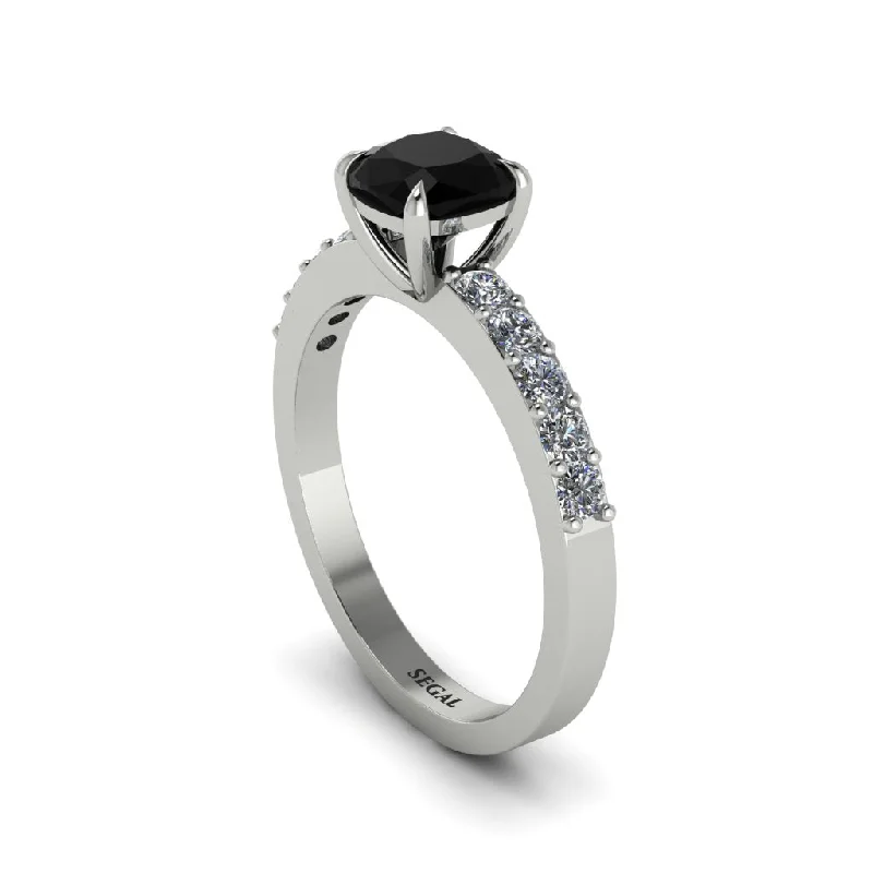 engagement-marquise-cut-silver-ring-Cushion-Cut Black Diamond Classic Elegance Engagement Ring - Demi No. 9