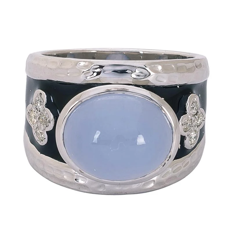 ladies-diamond-classic-rings-Ring- Chalcedony and Diamond (Enamel)  (265MS)