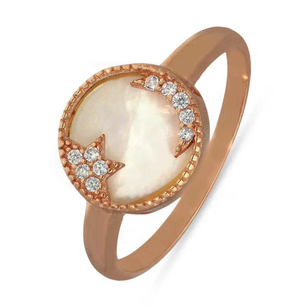 ladies-unique-pearl-rings-Sterling Silver 925 Rose Gold Plated Round Shaped Ring - FKJRNSL2942