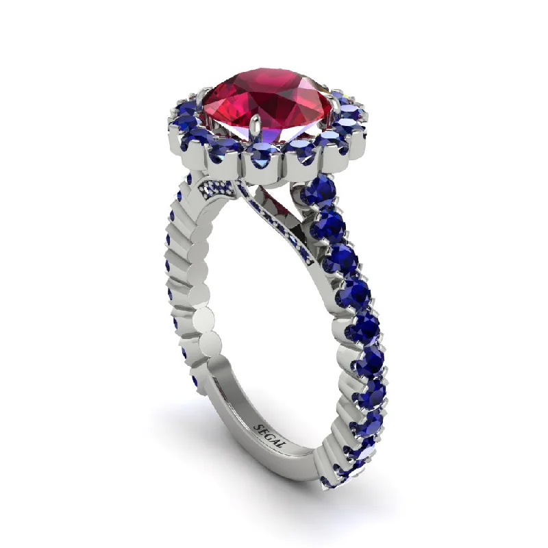 engagement-custom-diamond-ring-Round Cut Ruby Timeless Splendor Engagement Ring - Jazlyn No. 72