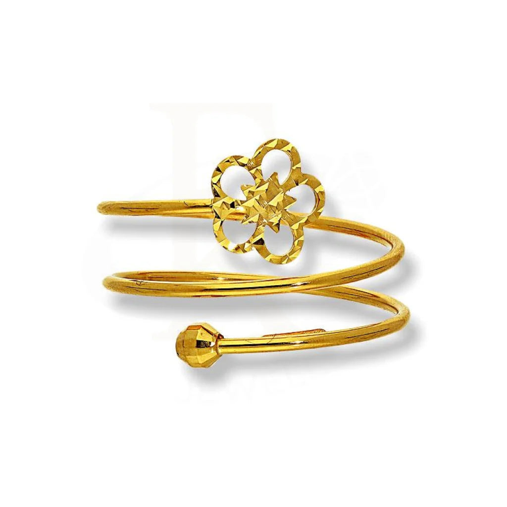 ladies-simple-rings-Gold Spiral Ring with Flower in 18KT - FKJRN18K2172