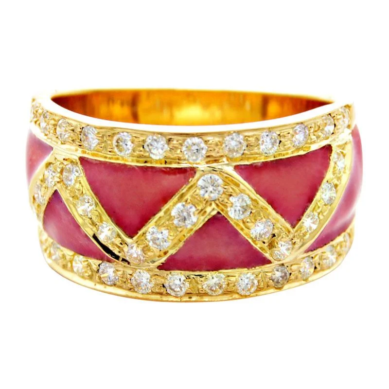 ladies-handmade-gold-rings-Ring-Diamond (Enamel)  (2004J)