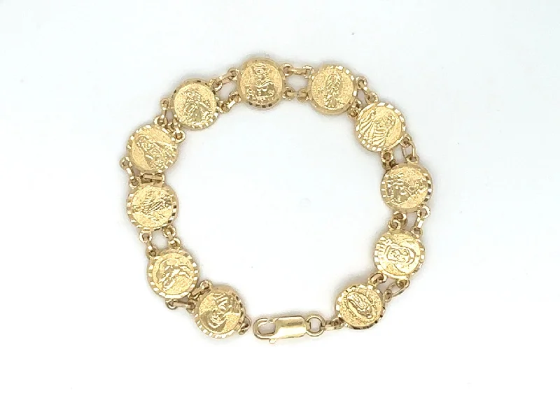 Ladies bracelets weathered finish -10k Saint Medallion Bracelet