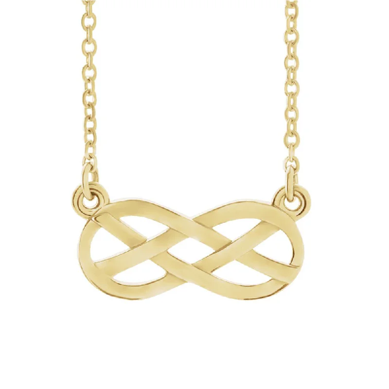 Ladies necklaces playful designs -Infinity Style Knot Necklace in 14k Yellow Gold, 18 Inch