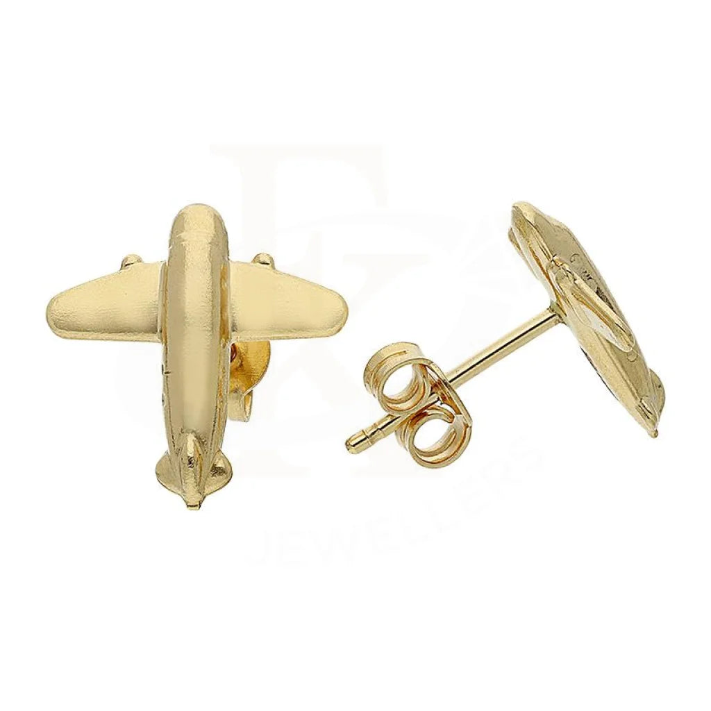 ladies-moon-drop-earrings-Gold Airplane Shaped Stud Earrings 18KT - FKJERN18K2423