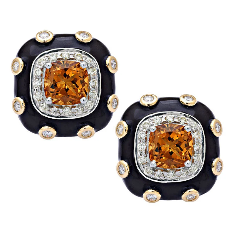 ladies-rose-gold-stud-earrings-Earrings-Citrine and Diamond (Enamel)