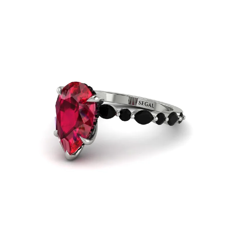 engagement-white-gold-handmade-ring-Pear-Cut Ruby Halo Engagement Ring - Nylah No. 42