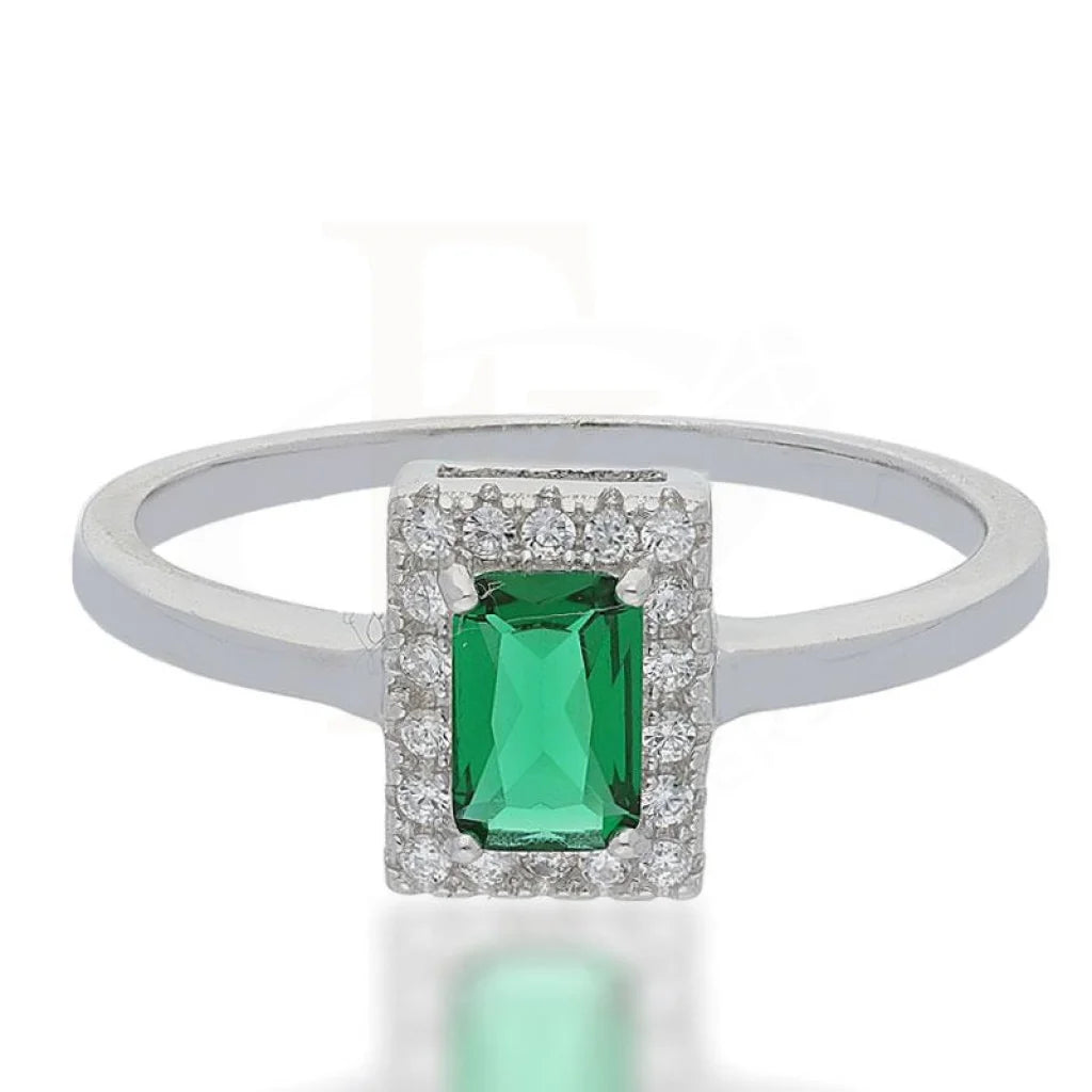 ladies-diamond-vintage-rings-Sterling Silver 925 Green Solitaire Ring - FKJRNSL2485