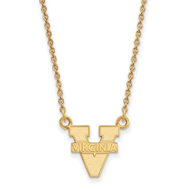 Ladies necklaces with spinel -14k Gold Plated Silver U of Virginia Small 'V' Logo Pendant Necklace