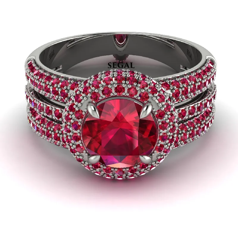 engagement-oval-gold-ring-Ruby Halo Luxury Pave Engagement Ring - Sierra No. 57