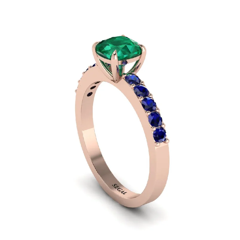 engagement-emerald-three-stone-ring-Cushion-Cut Emerald Classic Elegance Engagement Ring - Demi No. 65