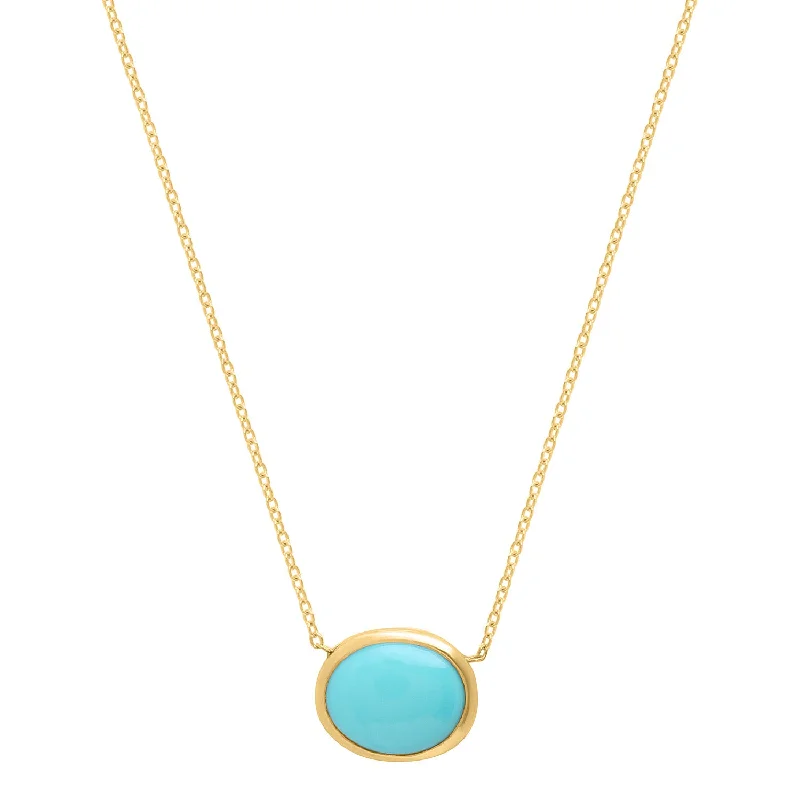 Ladies necklaces luxury brands -Oval Turquoise necklace