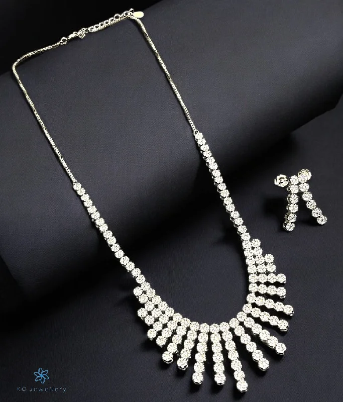 ladies-fashion-diamond-earrings-The Larra Sparkle Silver Necklace & Earrings