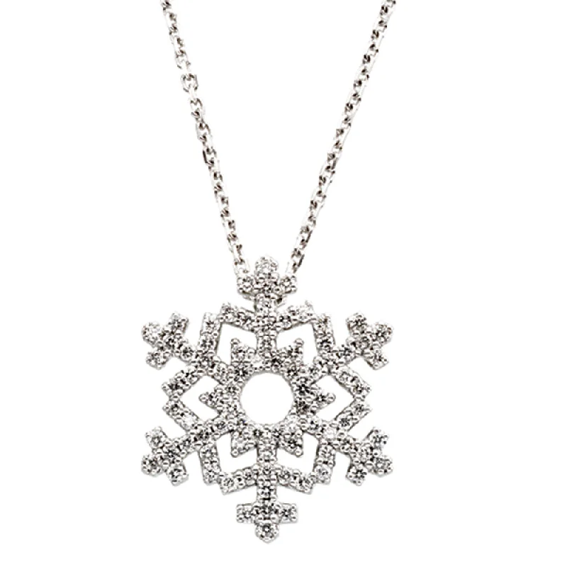 Ladies necklaces chic strands -3/8 cttw Diamond Snowflake Necklace in 14k White Gold