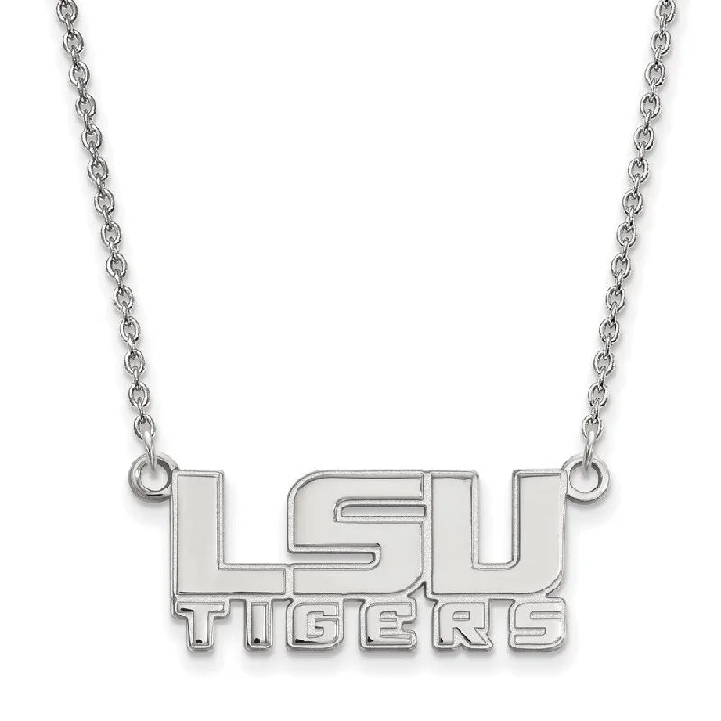 Ladies necklaces for gifting -Sterling Silver Louisiana State Small LSU Tiger Necklace