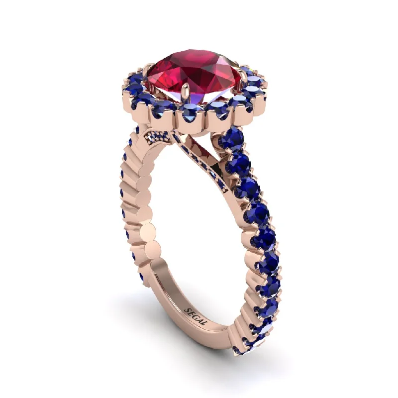 engagement-modern-diamond-ring-Round Cut Ruby Timeless Splendor Engagement Ring - Jazlyn No. 71