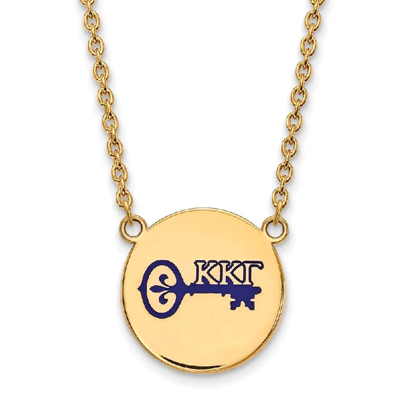 Ladies necklaces fun strands -14K Plated Silver Kappa Kappa Gamma Large Blue Enamel Logo Necklace