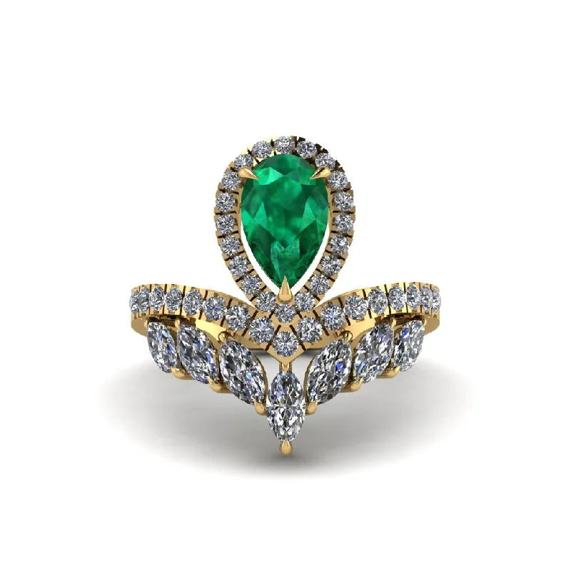 engagement-emerald-promise-ring-Emerald Crown Radiance Engagement Ring - Aviana No. 4