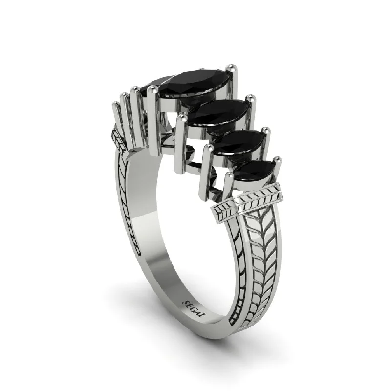 engagement-radiant-cut-sapphire-ring-Marquise-Cut Black Diamond Cascade Engagement Ring - Regina No. 9