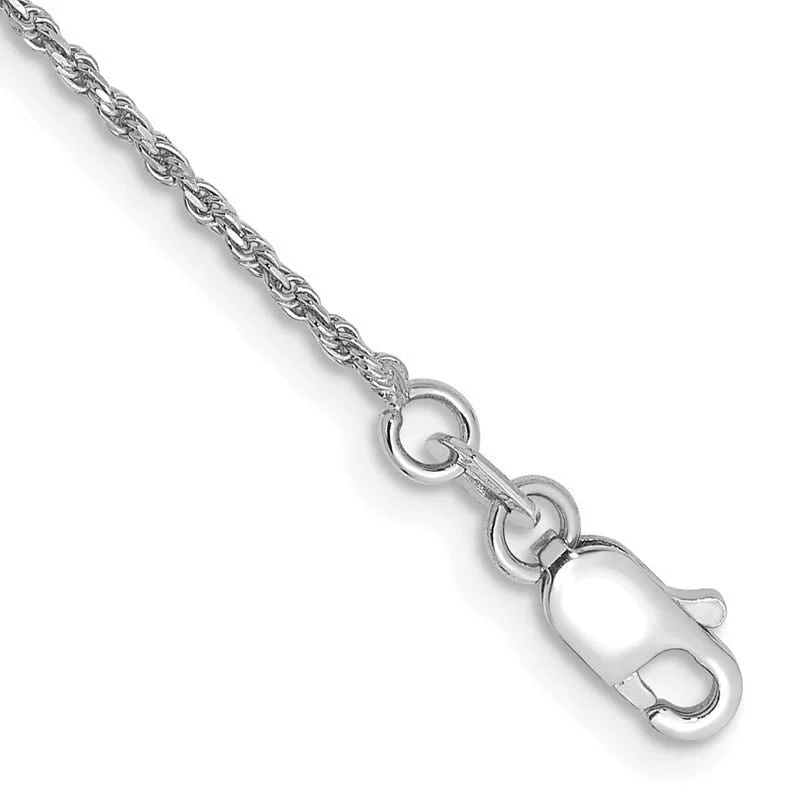 Ladies bracelets for snowy days -14K White Gold 7 inch 1.15mm Diamond-cut Machine Made Rope with Lobster Clasp Chain Bracelet Chain Bracelet