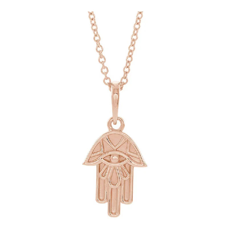 Ladies necklaces for everyday wear -14k White, Yellow or Rose Gold Small Hamsa Necklace, 16-18 Inch