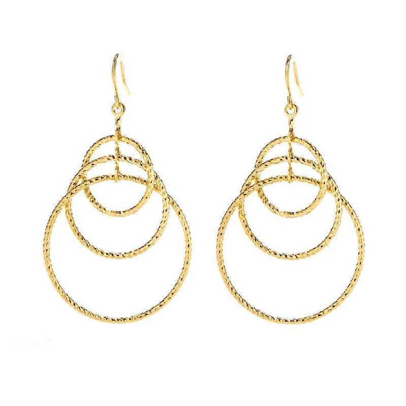 ladies-fashion-silver-earrings-Triple Hoops Earrings