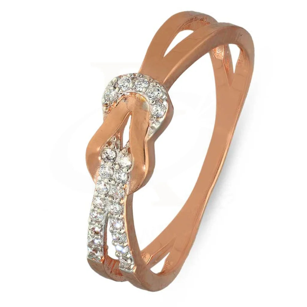 ladies-oval-sapphire-rings-Sterling Silver 925 Rose Gold Plated Knot Ring - FKJRNSL2970