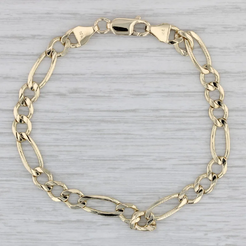 Ladies bracelets stylish bands -Figaro Chain Bracelet 10k Yellow Gold 8" 6.2mm