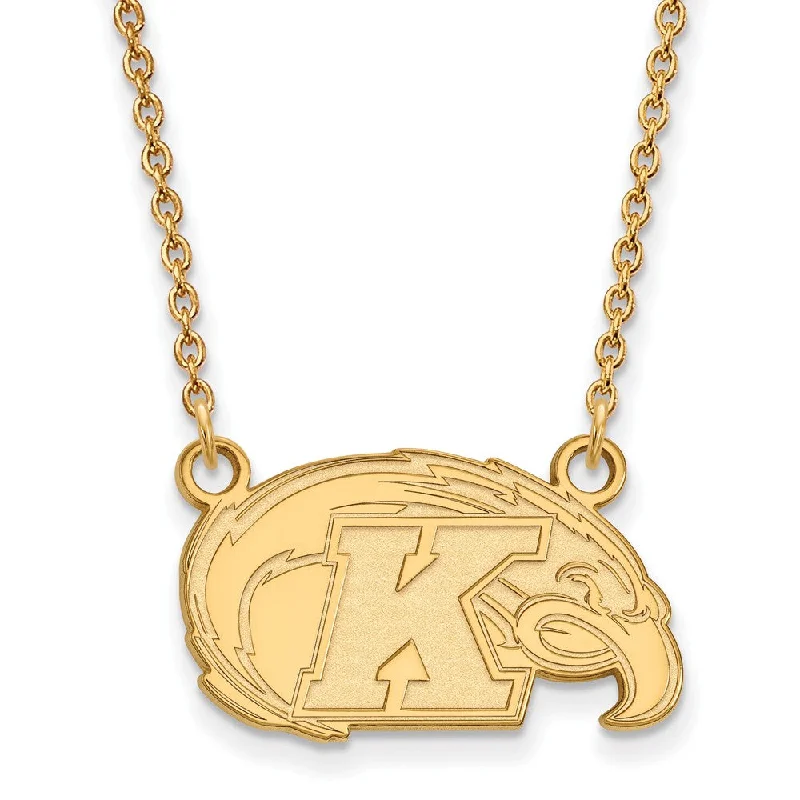 Ladies necklaces simple chains -14k Gold Plated Silver Kent State Small Pendant Necklace