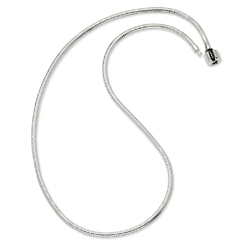 Ladies necklaces thick chains -16 Inch Artisan Snake 3mm Charm Necklace in Silver for 4mm Charms