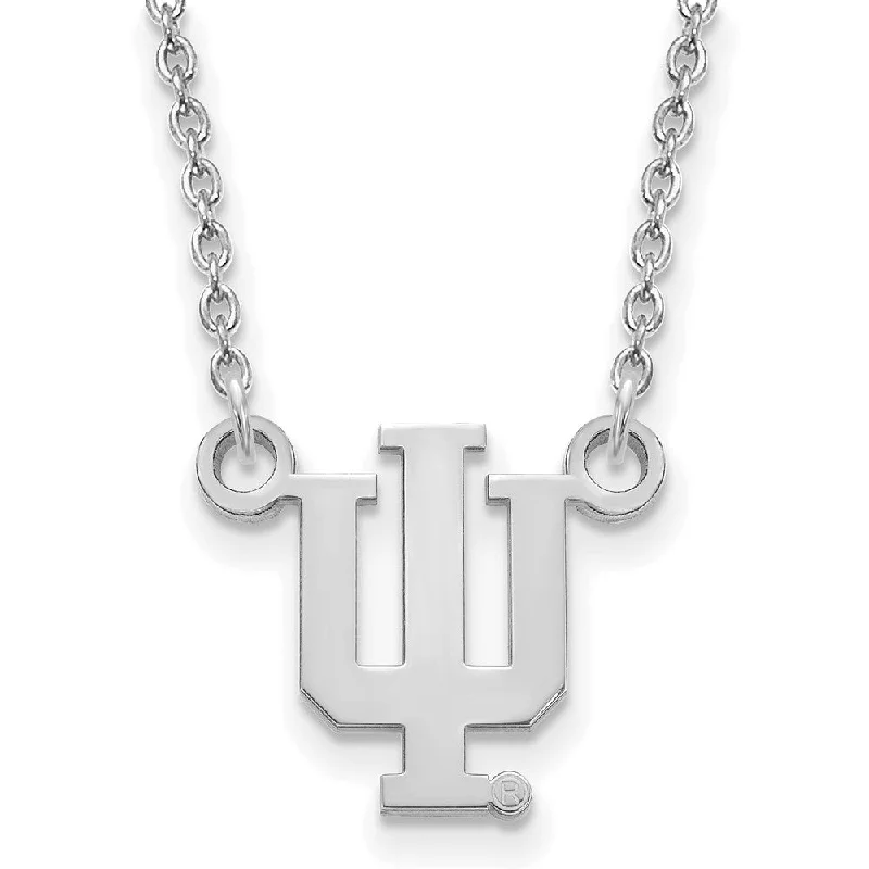 Ladies necklaces quirky chains -Sterling Silver Indiana U Small 'IU' Letter Pendant Necklace