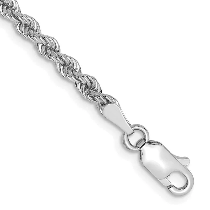 Ladies bracelets elegant bands -14K White Gold 7 inch 2.75mm Regular Rope with Lobster Clasp Chain Bracelet