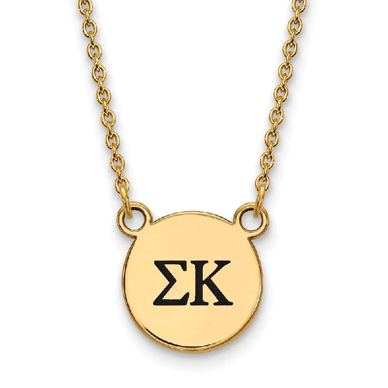 Ladies necklaces retro style -14K Plated Silver Sigma Kappa Small Enamel Greek Letters Necklace