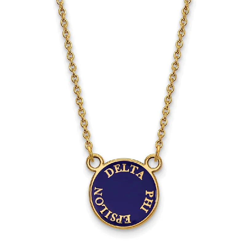 Ladies necklaces trendy chains -14K Plated Silver Delta Phi Epsilon Small Enamel Disc Necklace