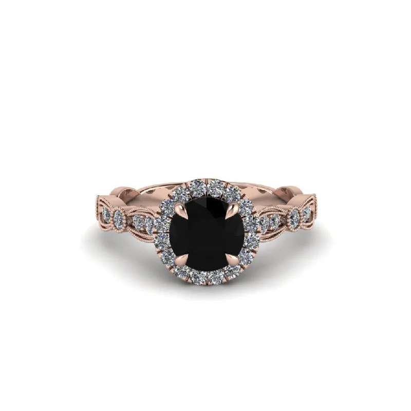 engagement-rose-gold-handmade-ring-Round Cut Black Diamond Radiant Eternity Engagement Ring - Kamryn No. 8