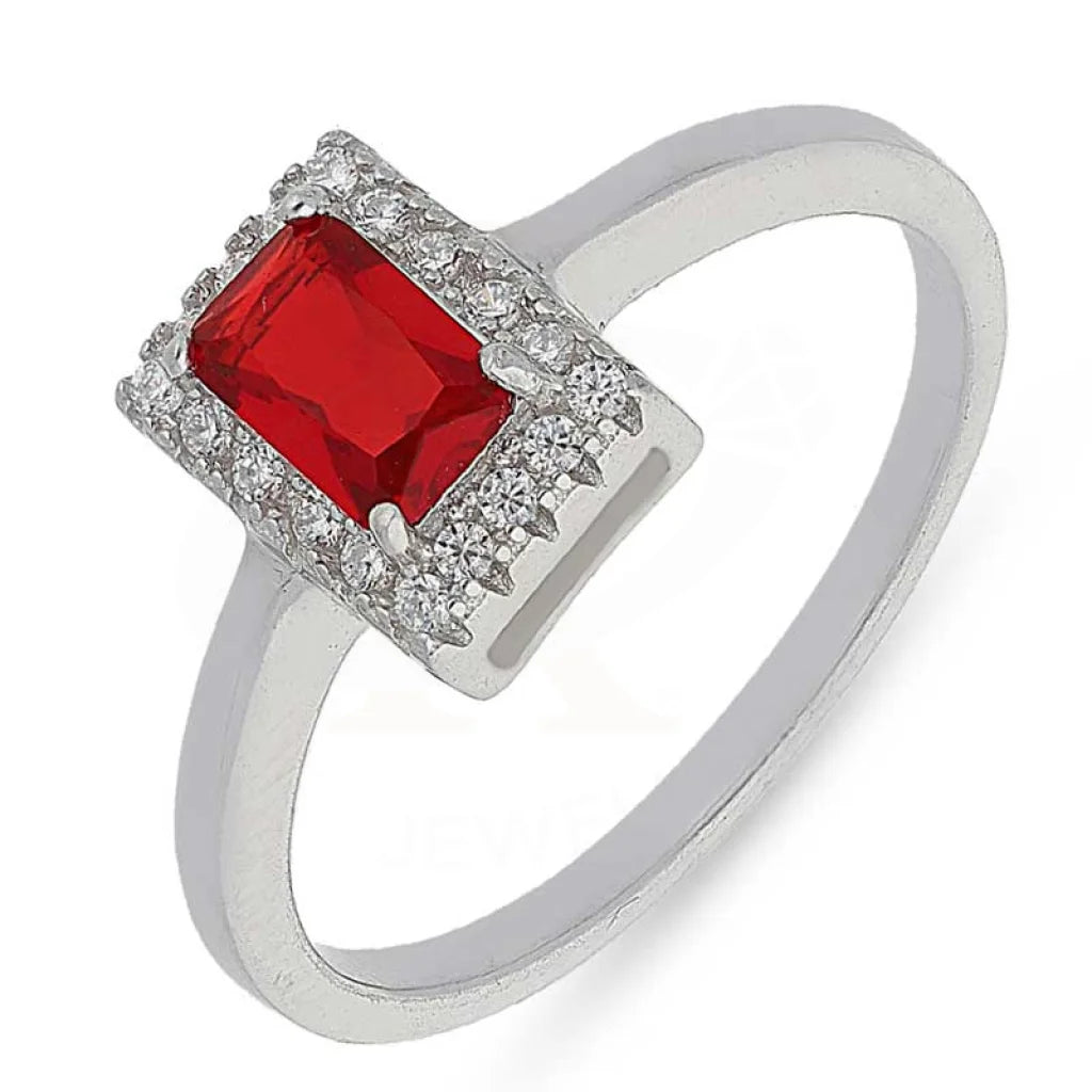 ladies-platinum-classic-rings-Sterling Silver 925 Red Solitaire Ring - FKJRNSL2484