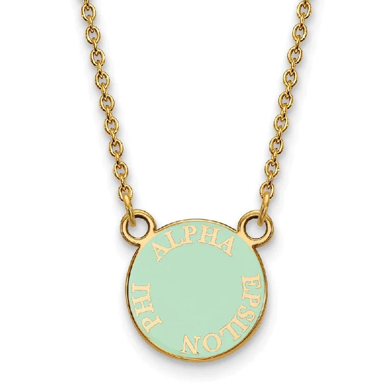 Ladies necklaces with kyanite -14K Plated Silver Alpha Epsilon Phi XS (Tiny) Enamel Disc Necklace