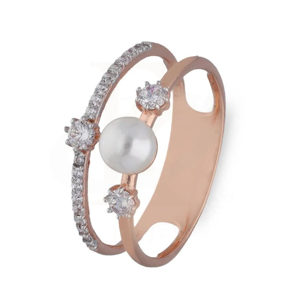 ladies-diamond-handmade-rings-Sterling Silver 925 Rose Gold Plated Pearl Ring - FKJRNSL3638