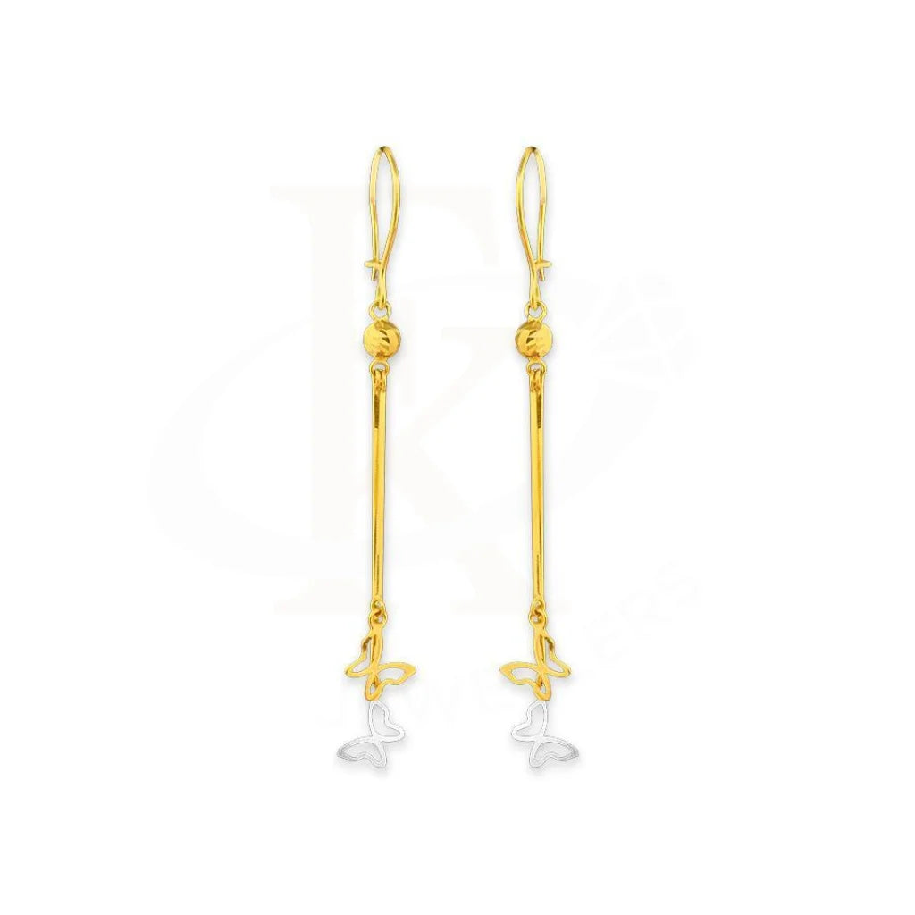 ladies-artisan-pearl-earrings-Gold Drop Twin Butterfly Earrings 18KT - FKJERN1574