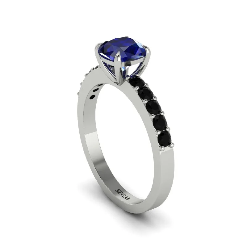 engagement-silver-three-stone-ring-Cushion-Cut Sapphire Classic Elegance Engagement Ring - Demi No. 45