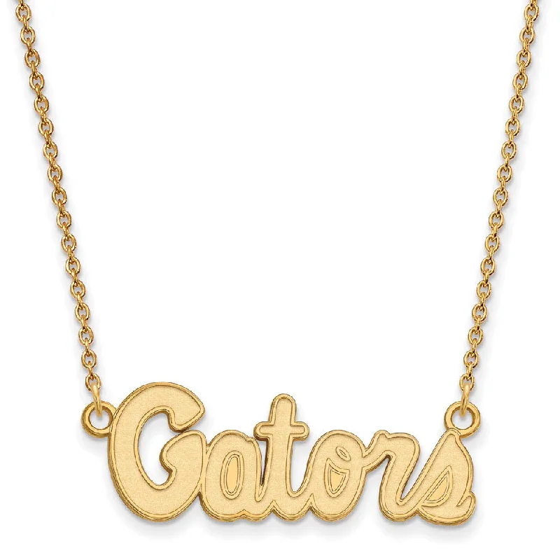 Ladies necklaces for bohemians -14k Gold Plated Silver U of Florida Small Gators Pendant Necklace