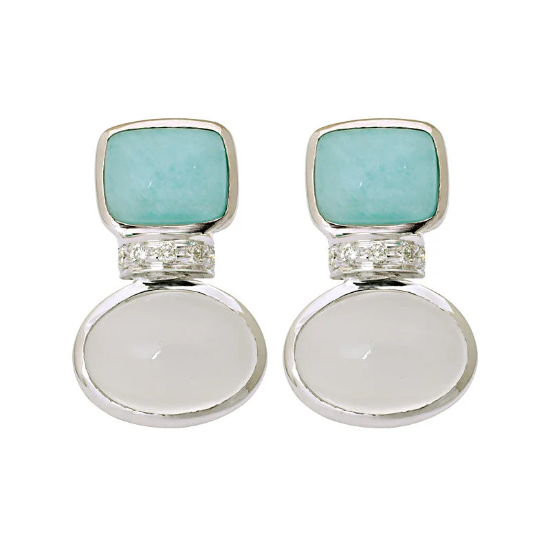 ladies-cross-hoop-earrings-Earrings-Moonstone, Amazonite and Diamond