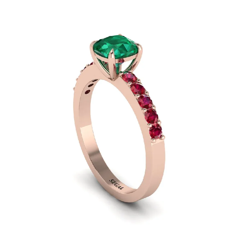 engagement-modern-platinum-ring-Cushion-Cut Emerald Classic Elegance Engagement Ring - Demi No. 50