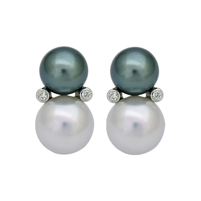 ladies-party-rose-gold-earrings-EARRINGS - SOUTH SEA PEARL AND DIAMOND IN STERLING SILVER