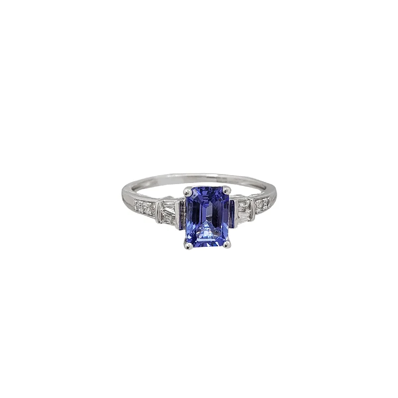 engagement-marquise-cut-rose-gold-ring-Diamond & Tanzanite Engagement Ring (14K)