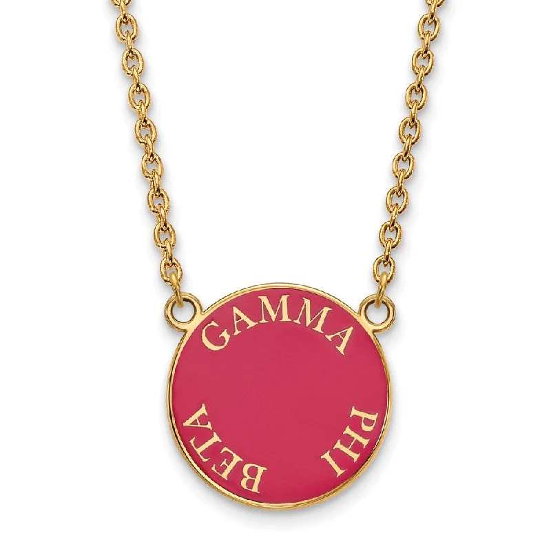 Ladies necklaces bold designs -14K Plated Silver Gamma Phi Beta Large Enamel Disc Necklace