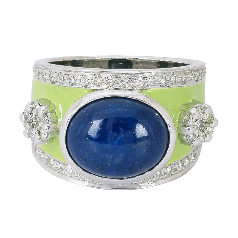 ladies-wedding-rings-Ring- Lapis Lazuli and Diamond (Enamel)  (265AS)